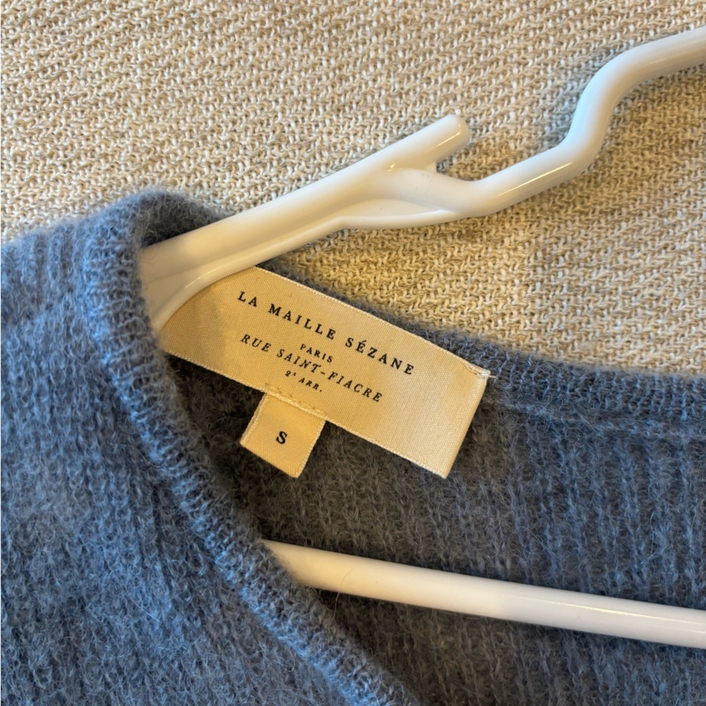 Sézane Blue Gray Button-Front Mohair Blend Cardigan - Picture 2 of 3